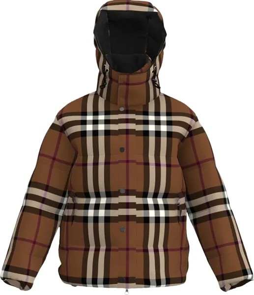 Пуховик Burberry Packaway Hood Reversible Check Puffer Jacket 'Dark Birch Brown', коричневый