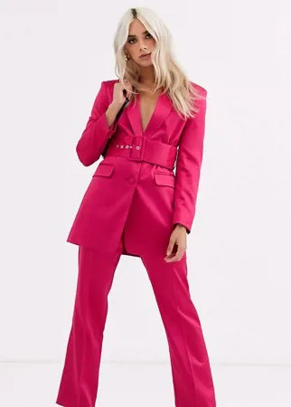 Атласные брюки узкого кроя ASOS DESIGN Petite-Розовый