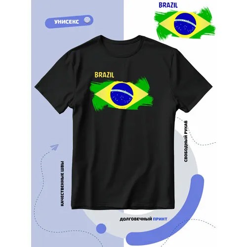 Футболка SMAIL-P флаг Бразилии, размер 4XS, черный