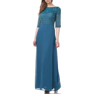 JS Collections Женское синее вечернее платье макси с украшением 10 BHFO 0686