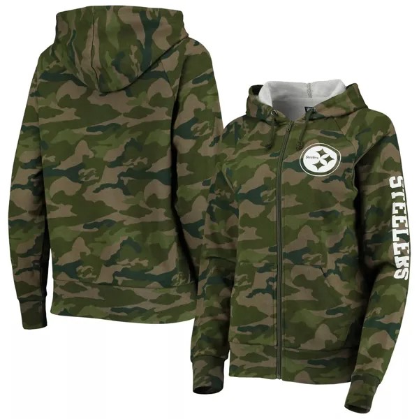 Женская толстовка с капюшоном New Era Camo Pittsburgh Steelers с молнией во всю длину реглан New Era