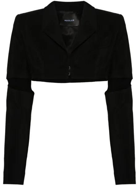 Mugler укороченный жакет с вырезами, черный