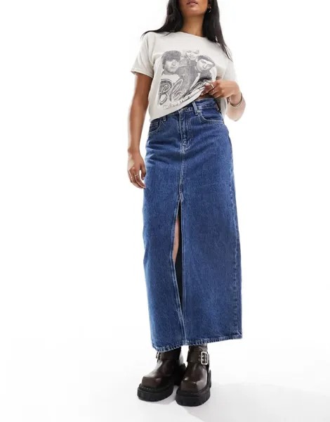 Голубая юбка миди стандартного кроя Dr Denim Myra