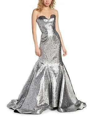 MAC DUGGAL Женское вечернее платье-русалка без рукавов с серебряной подкладкой 4