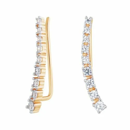 Серьги Ювелир Карат 1125940, красное золото, 585 проба, фианит