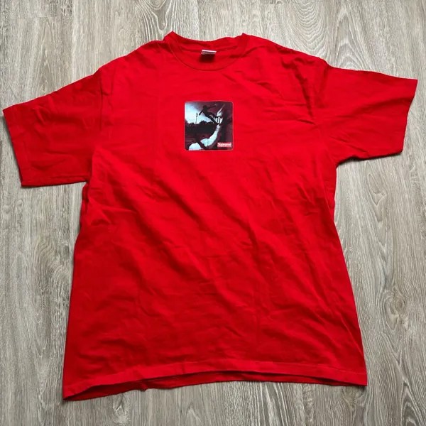 Футболка Supreme FW21 Shadow, красная, черно-белая мужская футболка с логотипом Bogo, большая буква L