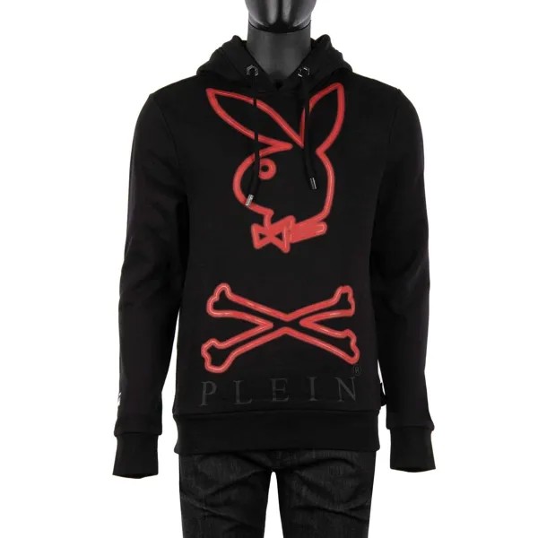 Толстовка Philipp Plein X Playboy Rubber Print Bunny Logo Черный Красный 08366