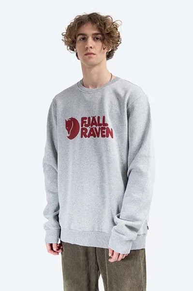 Хлопковая толстовка Fjällräven Logo Sweater Fjallraven, серый