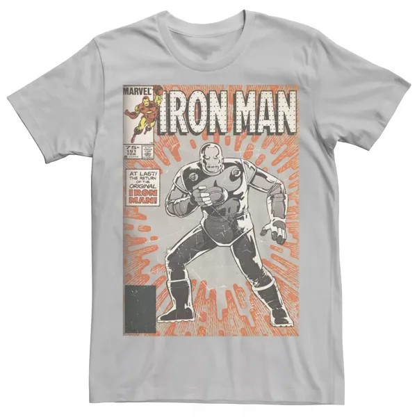 Мужская футболка с графическим принтом Avengers Iron Man Return Of The Original Comic Cover Marvel, серебристый