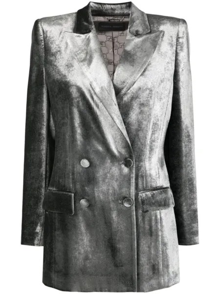 Alberta Ferretti двубортный бархатный пиджак, серый
