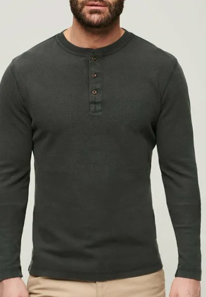 Вязаный свитер WAFFLE LONG SLEEVE HENLEY Superdry, цвет washed black