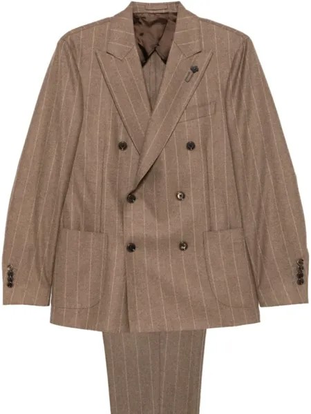 Lardini костюм в тонкую полоску, коричневый