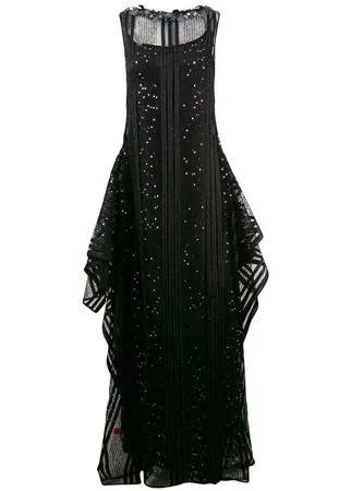 Talbot Runhof платье из тюля с декором из пайеток