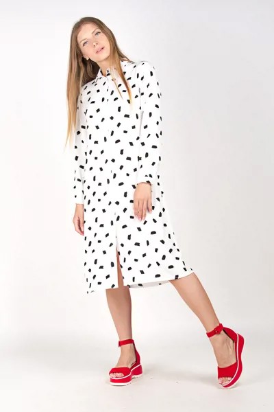 Платье-рубашка женская (B) STOLNIK A574 (44, Белый/Черный)
