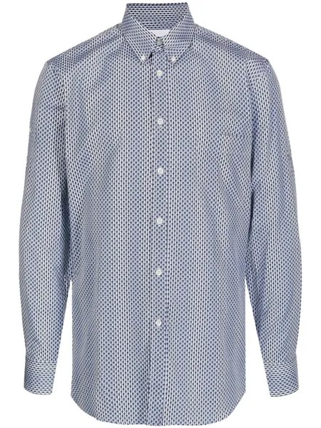 Alexander McQueen рубашка в горох с длинными рукавами, синий