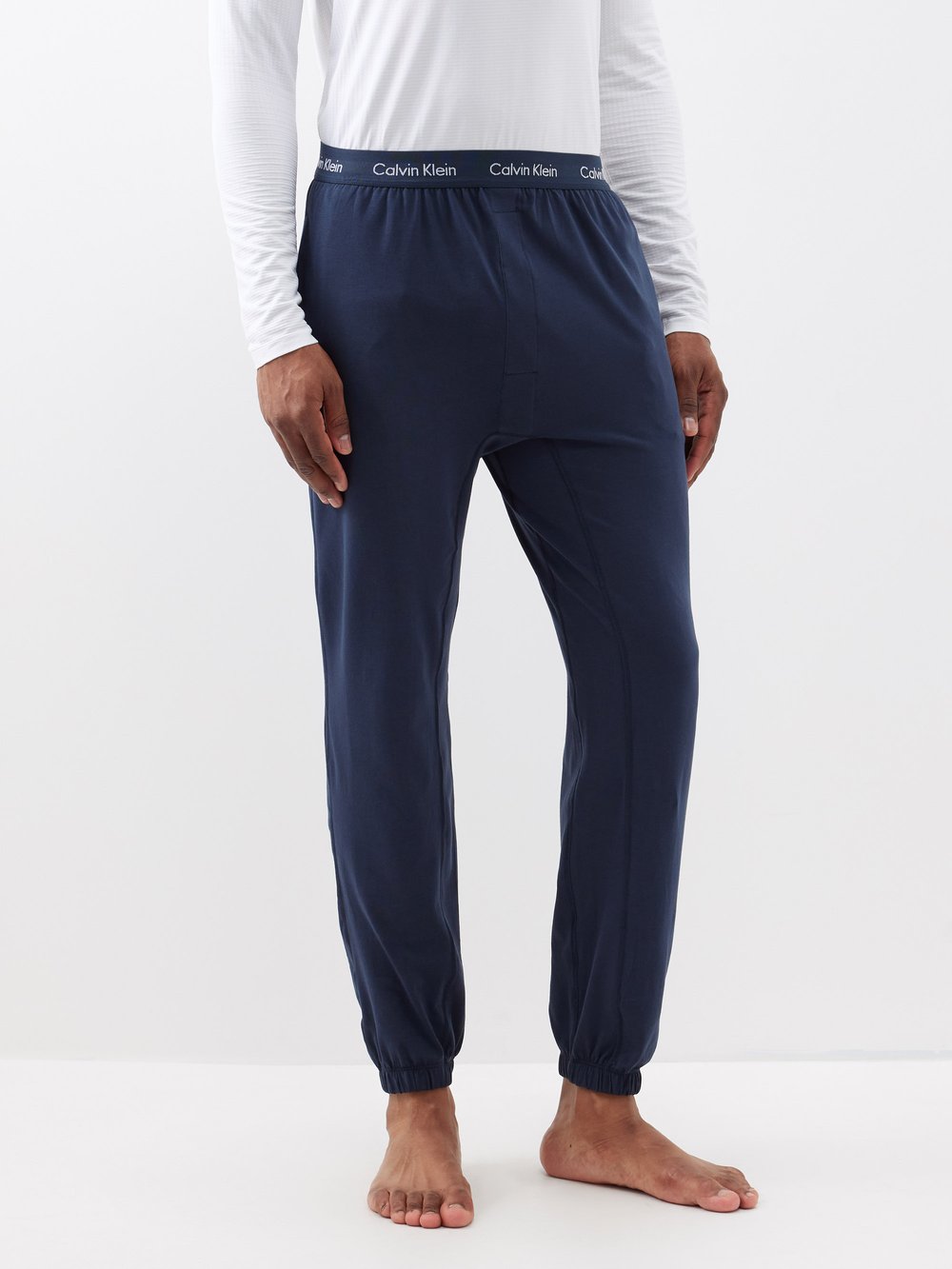 Пижамные брюки из смесового хлопка с поясом с логотипом Calvin Klein Underwear, синий