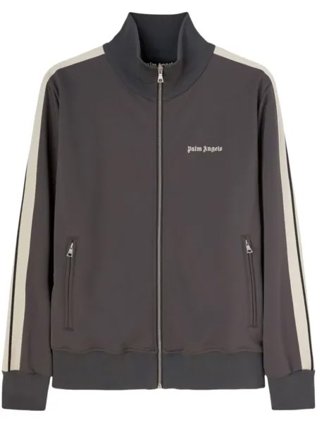 Palm Angels спортивная куртка с логотипом и полосками, серый