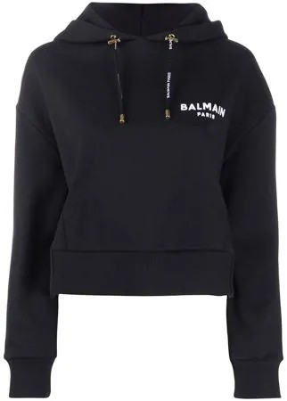 Balmain укороченное худи с логотипом