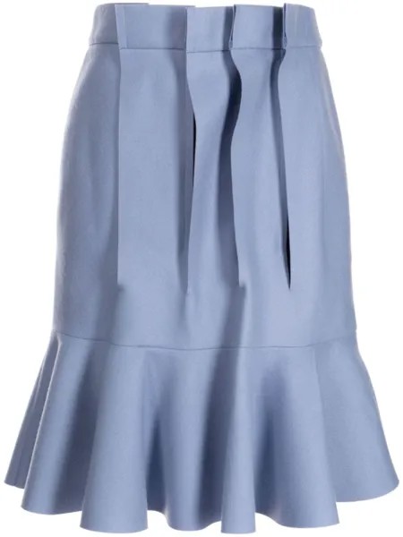 Шерстяная юбка асимметричного кроя sacai, синий