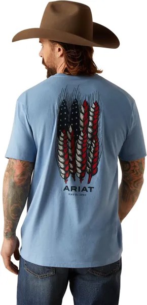 Футболка с пшеничным флагом Ariat, цвет Light Blue Heather