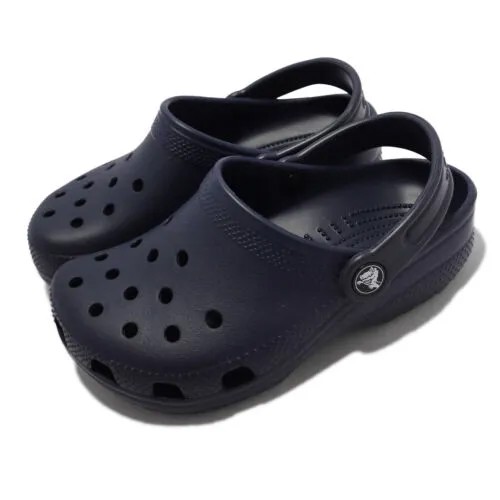 Crocs Classic Clog K Navy White Kids Preschool Casual Sandals Slip On 206991-410