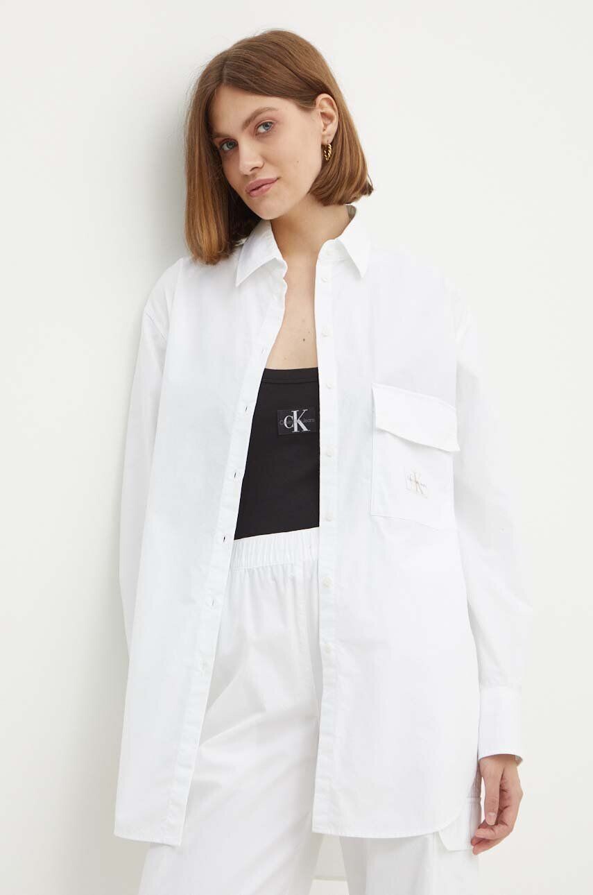 Хлопковая рубашка Calvin Klein Jeans, белый