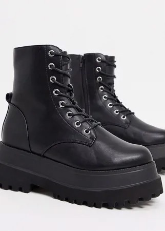 Черные ботинки для широкой стопы на массивной подошве ASOS DESIGN-Черный цвет