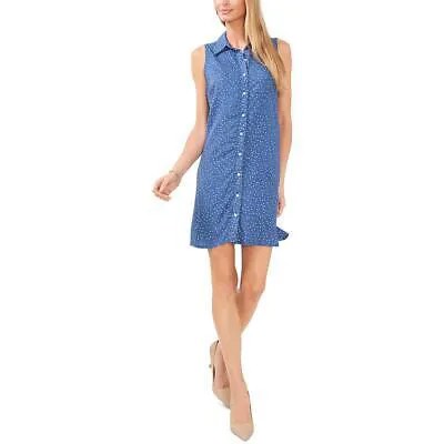 Женское повседневное мини-платье-рубашка MSK синего цвета с воротником Petites PS BHFO 3708