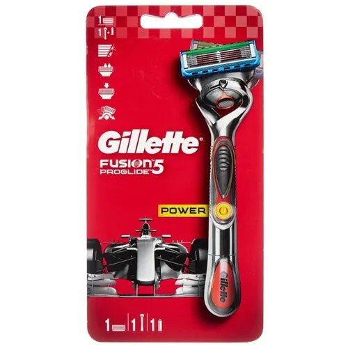 Бритвенный станок Gillette Fusion5 ProGlide Power Flexball ,серебристый/красный, сменные кассеты 1 шт.