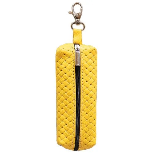 Ключница  Fostenborn, натуральная кожа, подарочная упаковка, плетеная фактура, желтый