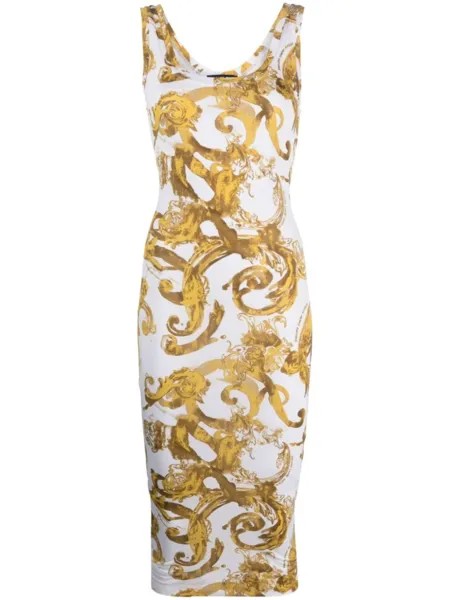 Versace Jeans Couture платье миди с принтом Barocco, белый
