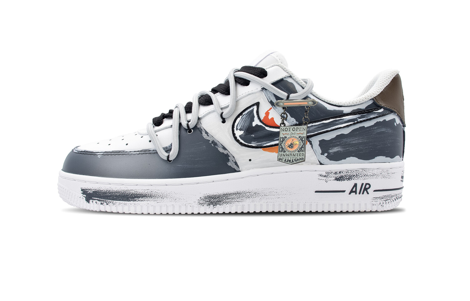 Кроссовки Nike Air Force 1 Skateboarding Shoes Unisex Low-top Grey/white/orange, серый/белый