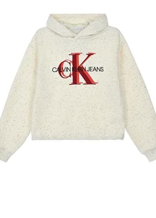 Серая толстовка-худи с красным логотипом Calvin Klein детская