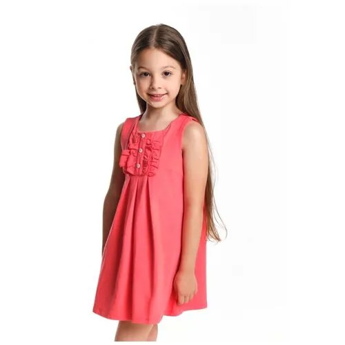 Платье Mini Maxi, хлопок, трикотаж, однотонное, размер 110, коралловый
