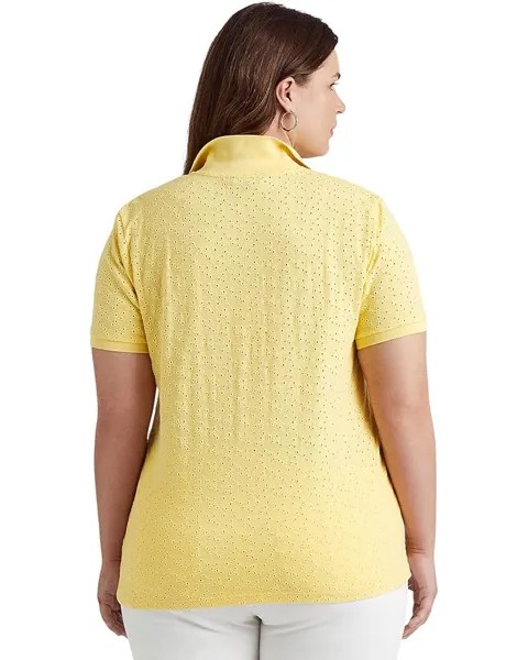 Поло LAUREN Ralph Lauren Plus Size Eyelet Jersey Polo Shirt, цвет Wicket Yellow