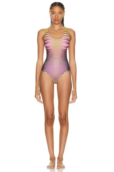 Купальник Jean Paul Gaultier Printed Morphing Stripes, цвет Green & Purple