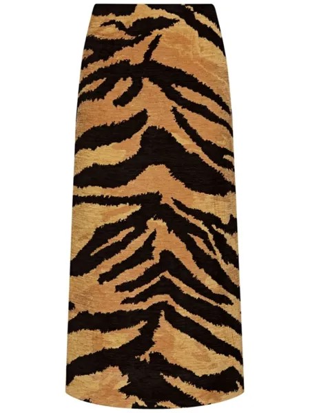 Жаккардовая юбка-карандаш Tiger Oscar de la Renta, бежевый