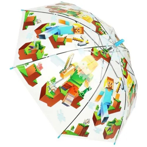 Зонт-трость Играем вместе, полуавтомат, купол 50 см., прозрачный, мультиколор
