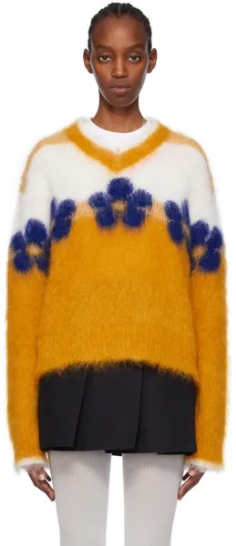Оранжевый свитер с цветочным принтом Marni