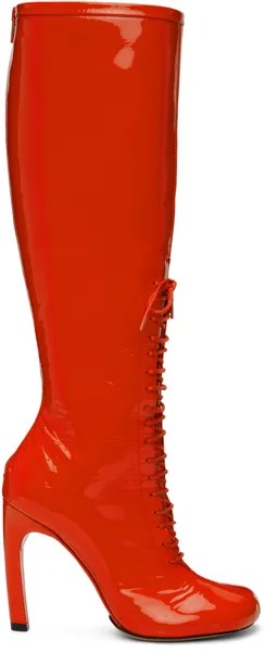 Красные высокие ботинки на шнуровке Dries Van Noten