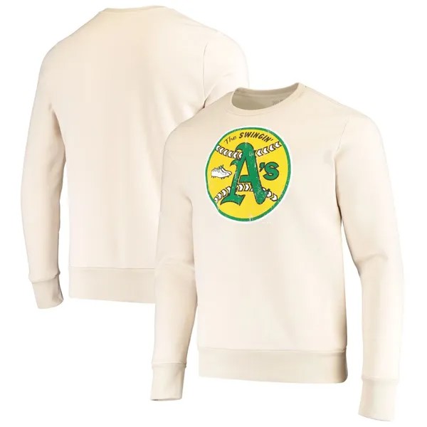 Мужской флисовый пуловер толстовка Oakland Athletics Oatmeal Oatmeal Majestic