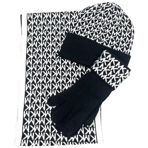 Комплект бини MICHAEL KORS, демисезон/зима, 4 предмета, размер One Size, белый, черный