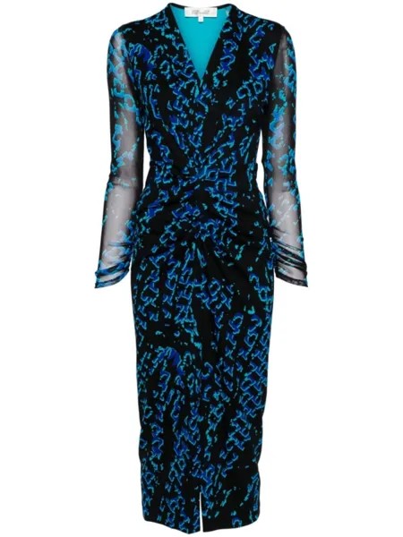 Diane Von Furstenberg платье миди Hades с графичным принтом, синий