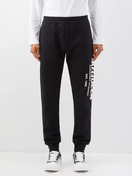 Спортивные брюки из хлопкового джерси с логотипом graffiti Alexander McQueen, черный