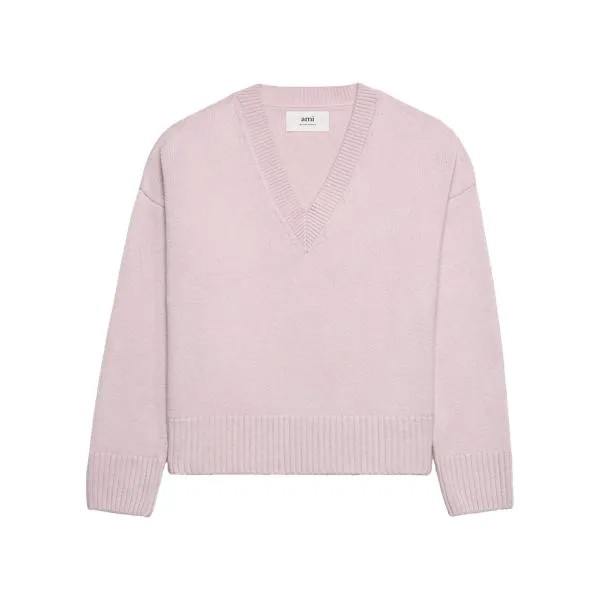 Футболка wollpullover mit v-ausschnitt powder pink powder pink Ami Paris, розовый