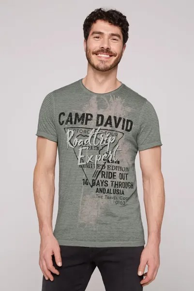 Рубашка CAMP DAVID с круглым вырезом и открытыми краями, зеленый