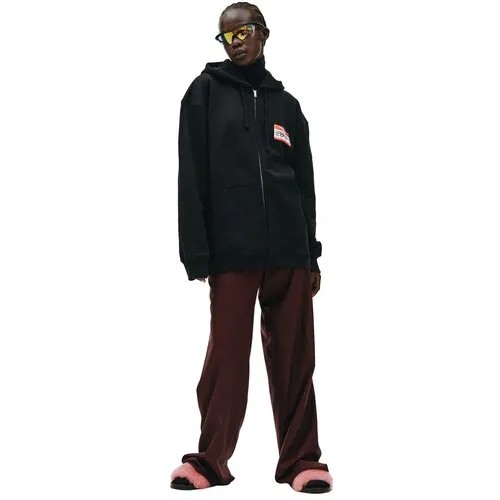 VETEMENTS Черное худи на молнии с принтом M