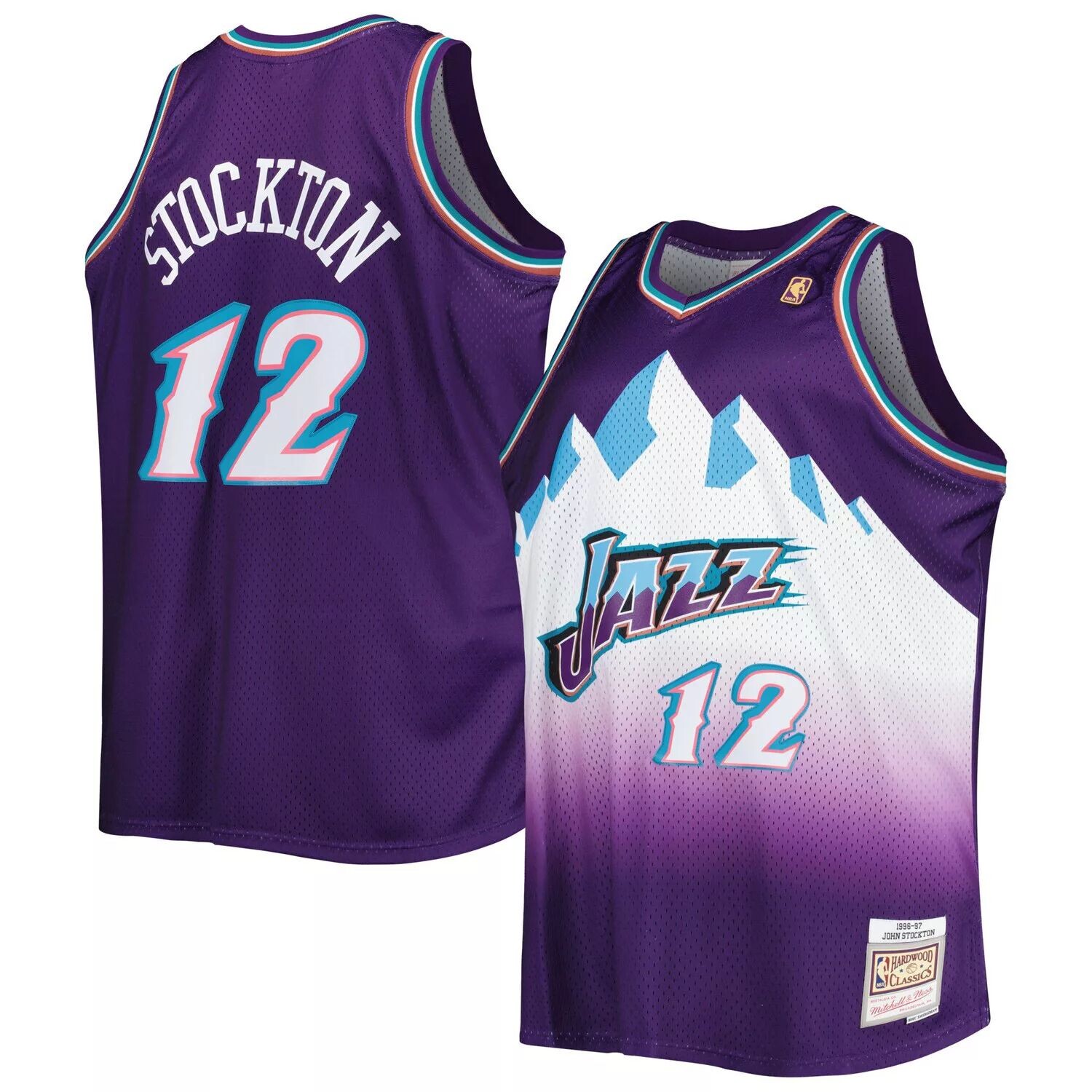 Мужская майка Mitchell & Ness John Stockton Purple Utah Jazz Big & Tall Hardwood Classics 1996-97 Swingman