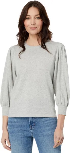 Свитер с объемными рукавами и отделкой в ​​рубчик Lilla P, цвет Heather Grey