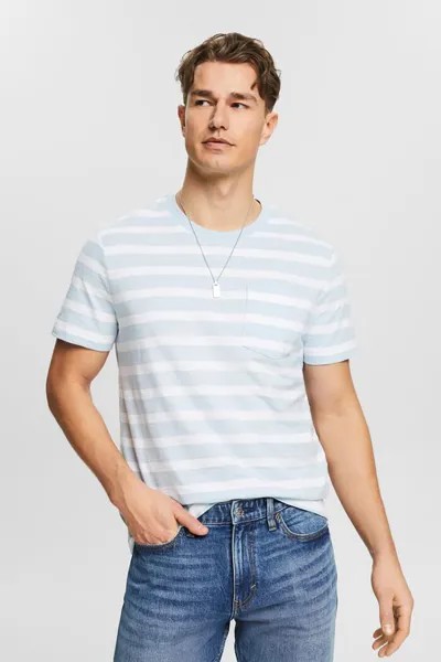 Полосатая футболка с нагрудным карманом Esprit, синий